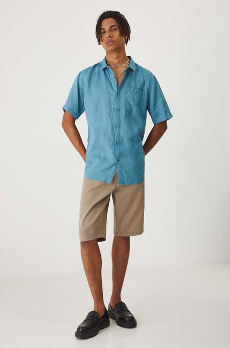 Сорочка з льону Medicine чоловіча regular класичний комір