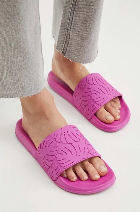 Pantofle dámské s reliéfním vzorem růžová barva