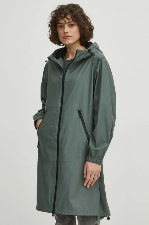 Medicine płaszcz przeciwdeszczowy damski kolor zielony przejściowy oversize