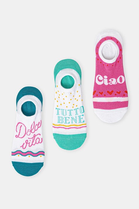 Skarpetki bawełniane damskie z włoskim motywem (3-pack) kolor multicolor