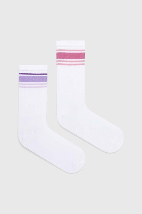 Skarpetki bawełniane damskie z paskami (2-pack) kolor multicolor