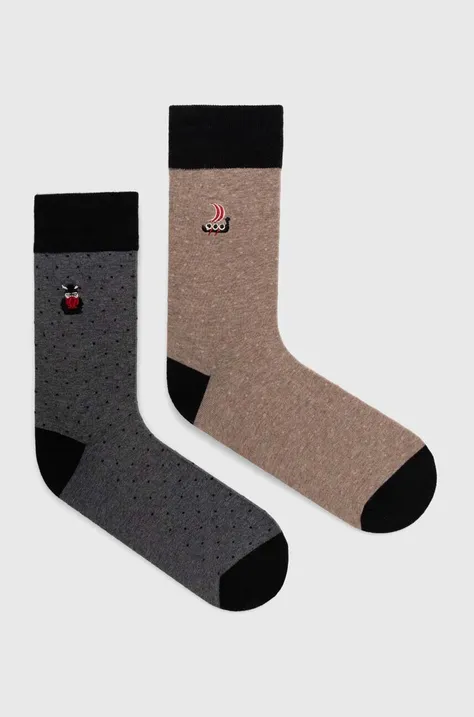 Bavlněné ponožky pánské s ozdobnou výšivkou (2-pack) více barev