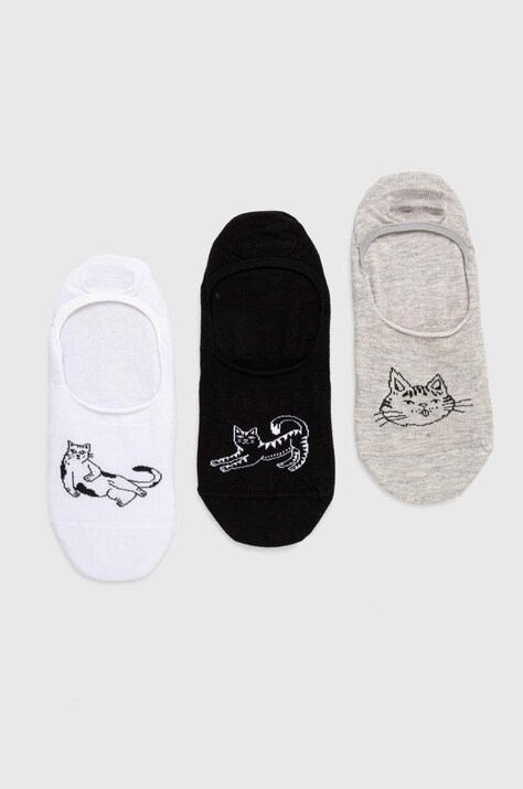 Skarpetki bawełniane męskie w koty (3-pack) kolor multicolor