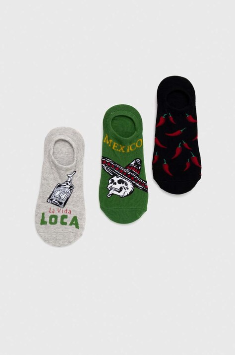 Skarpetki bawełniane męskie z meksykańskimi motywami (3-pack) kolor multicolor