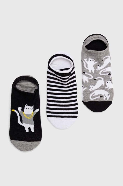 Skarpetki bawełniane męskie w koty (3-pack) kolor multicolor