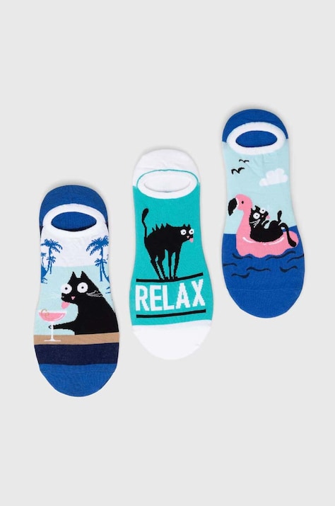 Skarpetki bawełniane męskie w koty (3-pack) kolor multicolor