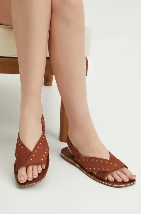 Kožené sandále Medicine dámske, hnedá farba