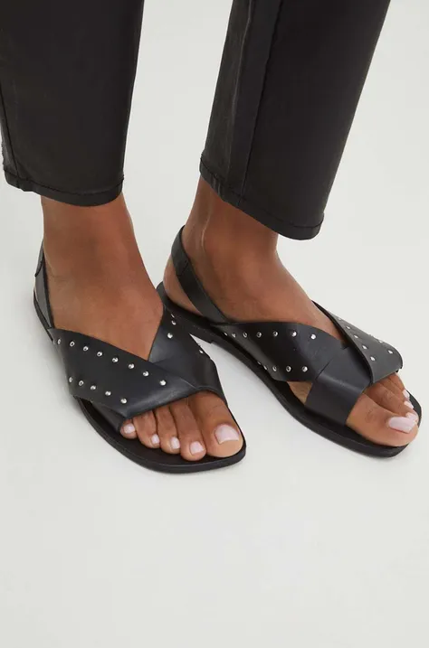 Kožne sandale Medicine za žene, boja: crna