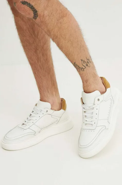 Sneakersy skórzane męskie kolor biały