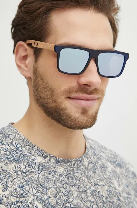 Okulary przeciwsłoneczne męskie z powłoką Revo i polaryzacją kolor granatowy