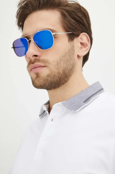 Okulary przeciwsłoneczne męskie z powłoką Revo i polaryzacją kolor niebieski