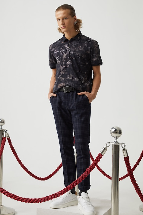 Polo bawełniane męskie z domieszką elastanu z kolekcji Eviva L'arte kolor czarny