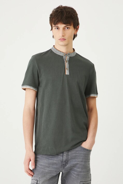 Medicine tricou polo barbati, culoarea verde, neted