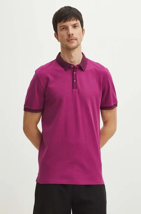 Bavlnené polo tričko Medicine pánske, ružová farba, jednofarebný