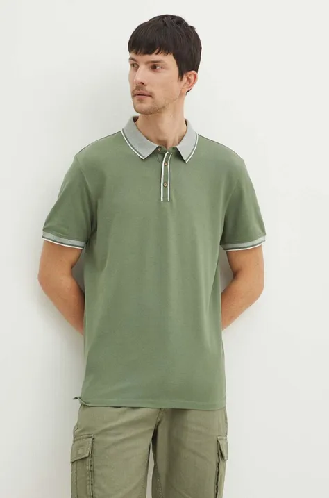 Bavlněné polo tričko pánské zelená barva