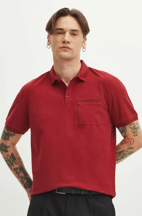 Polo tričko Medicine pánske, červená farba, jednofarebný