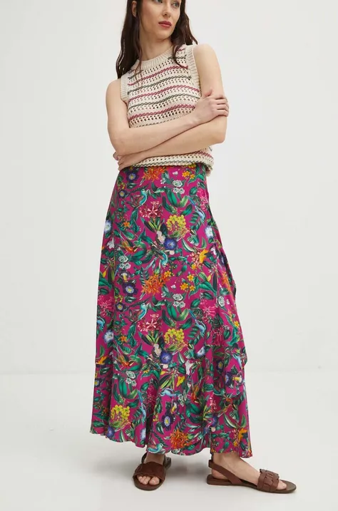 Spódnica damska maxi z wiskozy kolor fioletowy