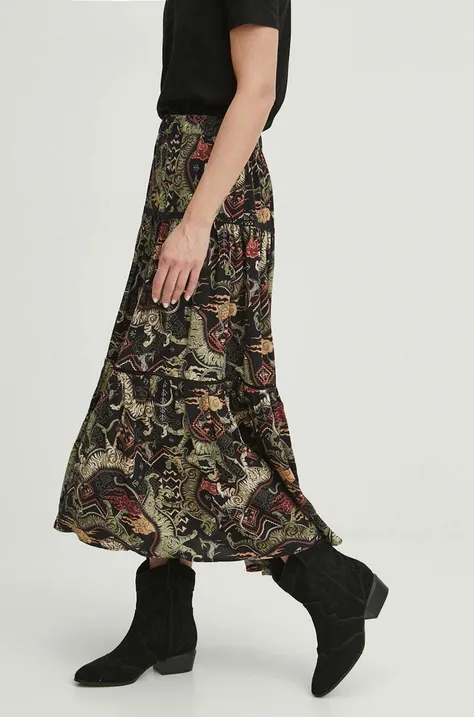 Spódnica damska maxi z wiskozy wzorzysta kolor czarny