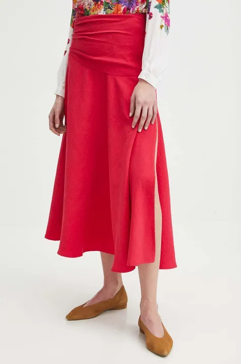 Spódnica damska maxi z rozcięciem kolor różowy