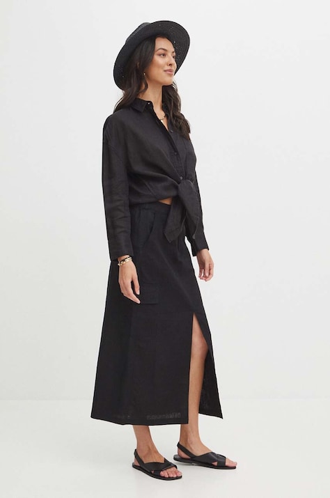 Medicine fusta din in culoarea negru, maxi, drept