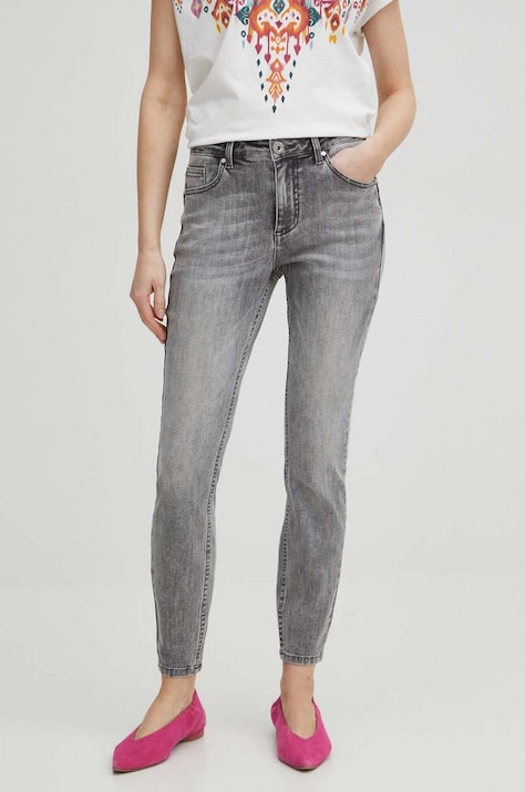 Jeansy damskie skinny kolor szary