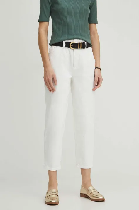 Jeansy damskie slouchy gładkie kolor biały