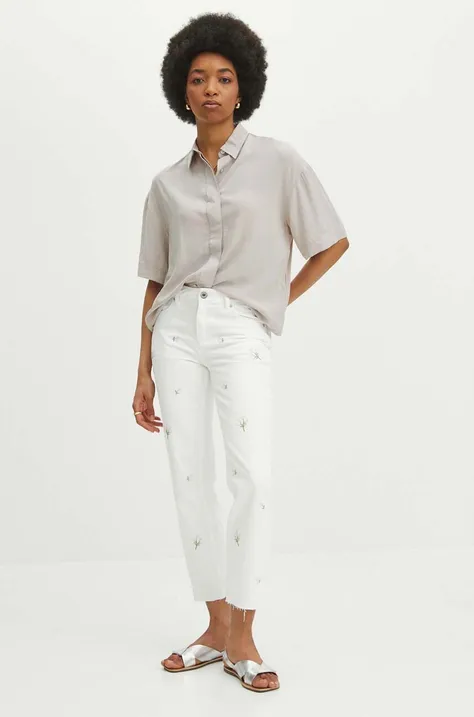 Бавовняні джинси Medicine жіночі колір білий