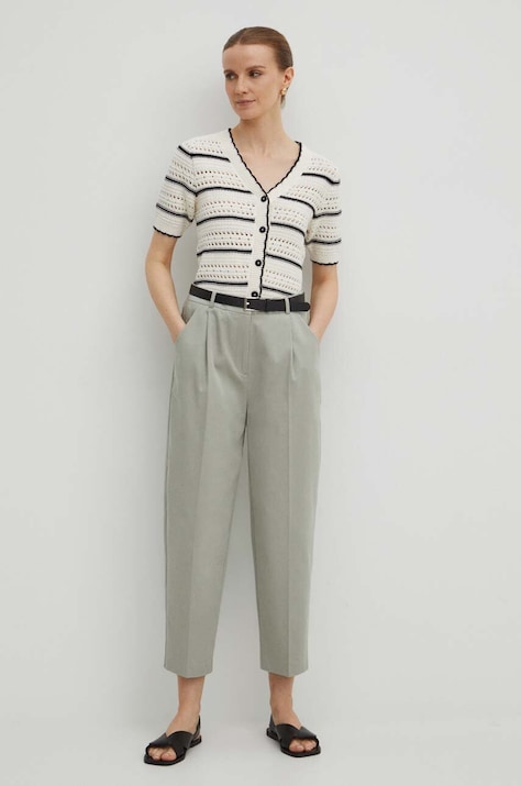 Панталон Medicine в зелено с широка каройка, с висока талия