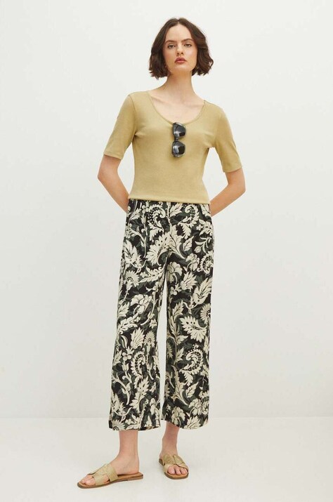 Spodnie damskie culottes wzorzyste kolor czarny
