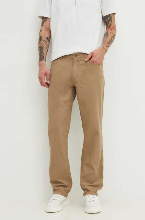Kalhoty pánské regular béžová barva