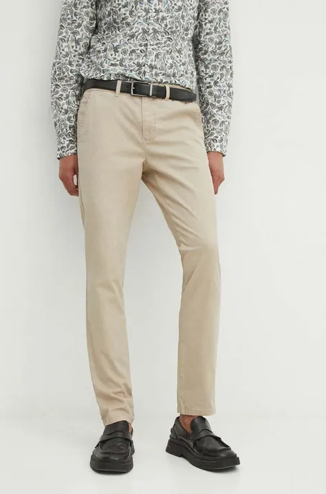 Spodnie męskie slim gładkie kolor beżowy