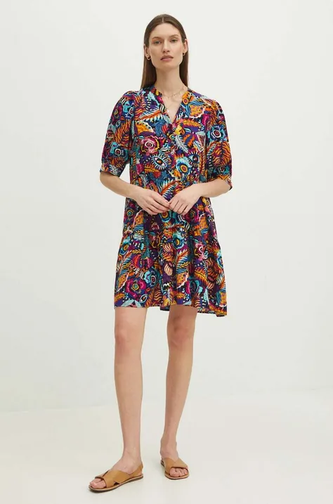 Sukienka damska mini oversize wzorzysta kolor multicolor
