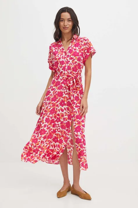 Sukienka damska maxi wzorzysta kolor różowy