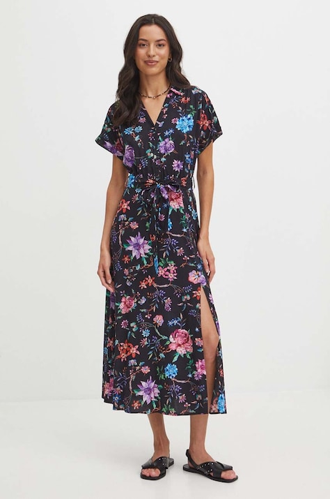 Medicine rochie culoarea negru, maxi, evazată