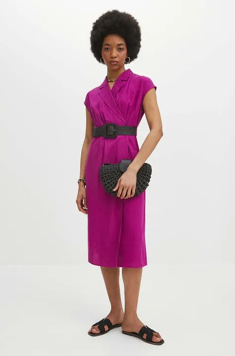 Φόρεμα από λινό μείγμα Medicine χρώμα: ροζ