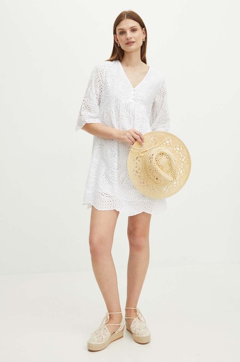 Medicine rochie din bumbac culoarea bej, mini, oversize