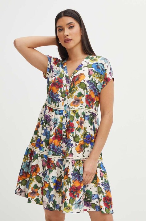 Medicine rochie culoarea bej, mini, dreaptă