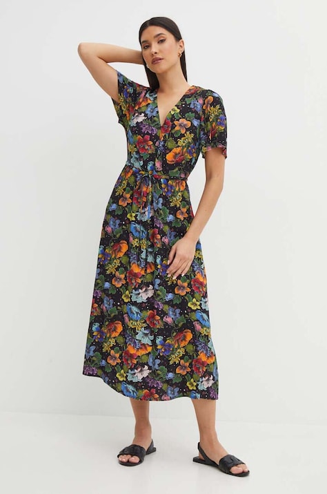 Sukienka damska midi wzorzysta kolor czarny
