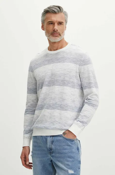 Sweter męski w pasy z fakturą kolor niebieski