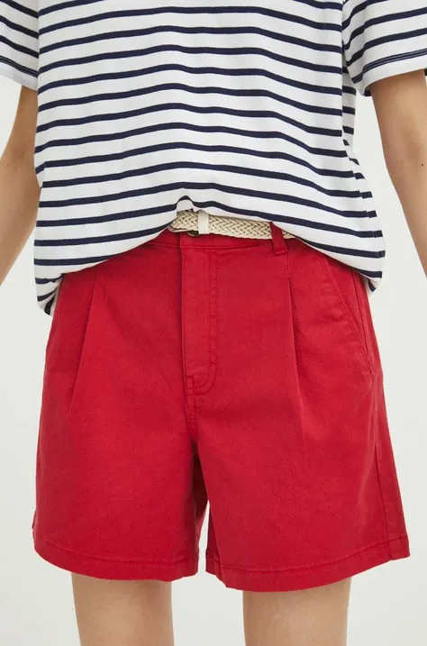Kratke hlače Medicine za žene, boja: crvena, bez uzorka, srednje visoki struk