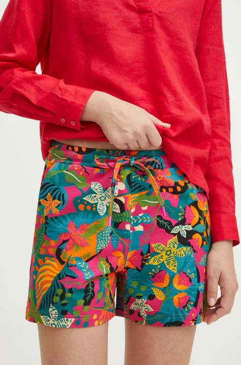 Kratke hlače Medicine za žene, boja: ružičasta, s uzorkom, srednje visoki struk