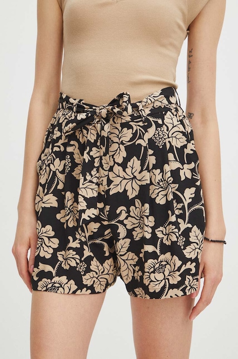 Къс панталон Medicine в черно с десен с висока талия