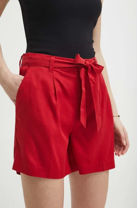 Kratke hlače Medicine za žene, boja: crvena, bez uzorka, visoki struk