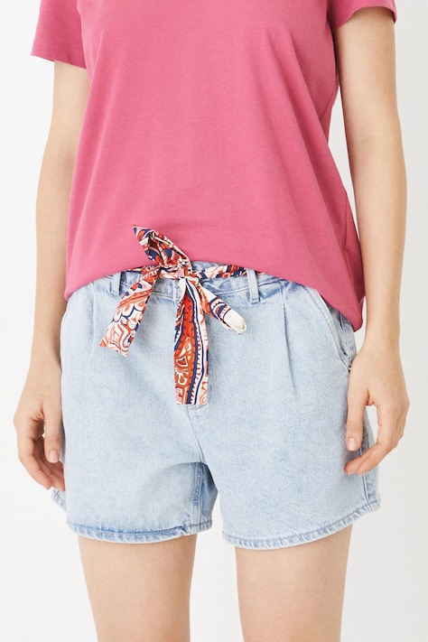 Szorty jeansowe damskie z paskiem carrot kolor niebieski