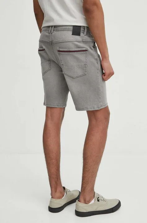 Rifľové krátke nohavice pánske sepraný denim šedá farba