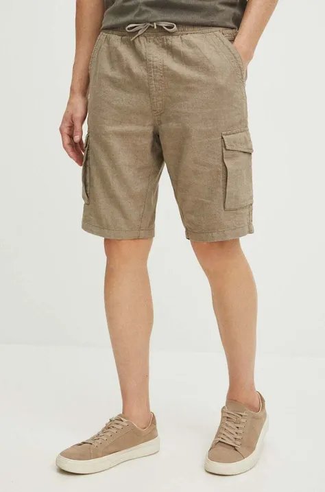 Kratke hlače s dodatkom lana Medicine za muškarce, boja: bež, melanž