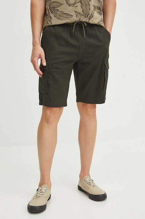 Szorty z domieszką lnu męskie kolor zielony