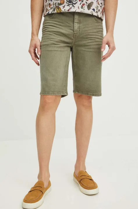 Medicine pantaloni scurti jeans barbati, culoarea verde