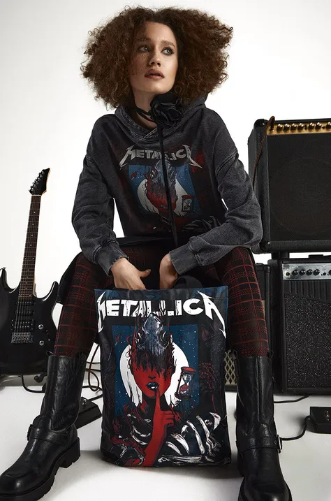 Bavlnená taška pánska so vzorom Metallica čierna farba