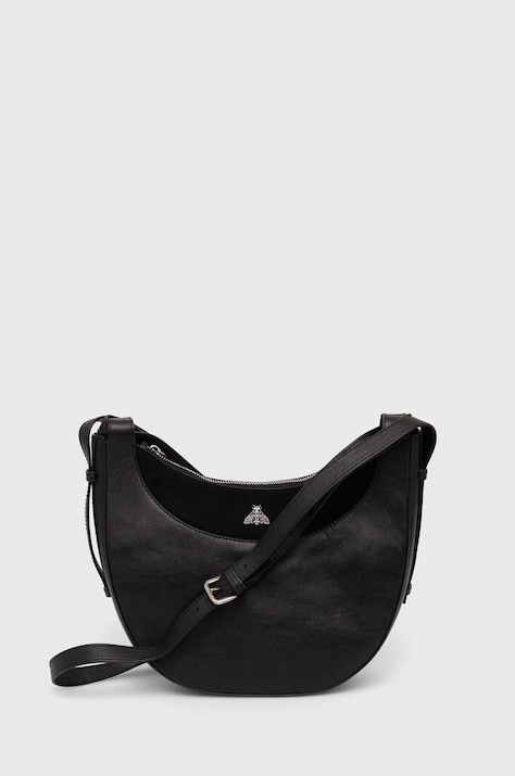 Torebka skórzana damska z zamszową wstawką kolor czarny